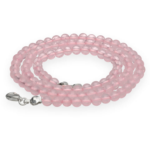 Rose Quartz Bead Necklace | Ø 4mm with 925 Silver Clasp | 45cm