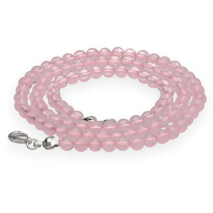 Rose quartz bead chain | Ø 4mm with 925 silver clasp | 45cm