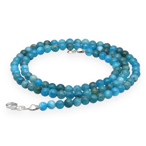 Apatite Bead Necklace | Ø 4mm with 925 Silver Clasp | 45cm