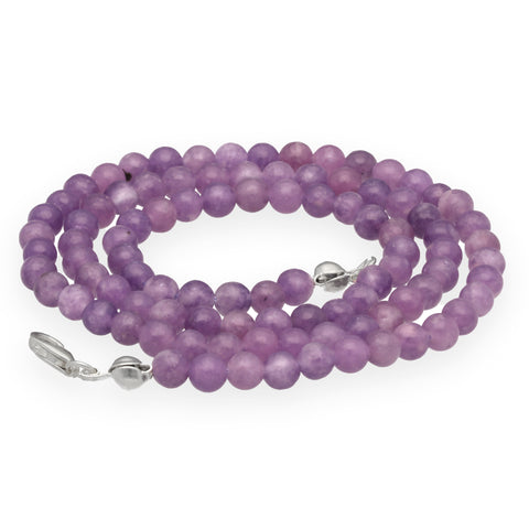 Lepidolite Bead Necklace | Ø 4mm with 925 Silver Clasp | 45cm