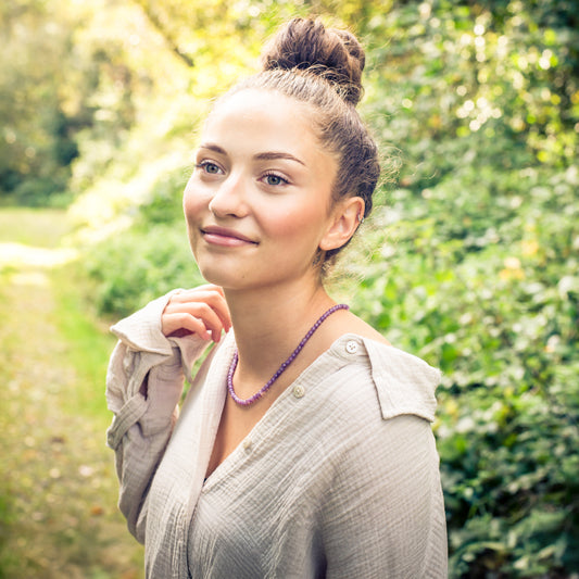 Lepidolite bead chain | Ø 4mm with 925 silver clasp | 45cm