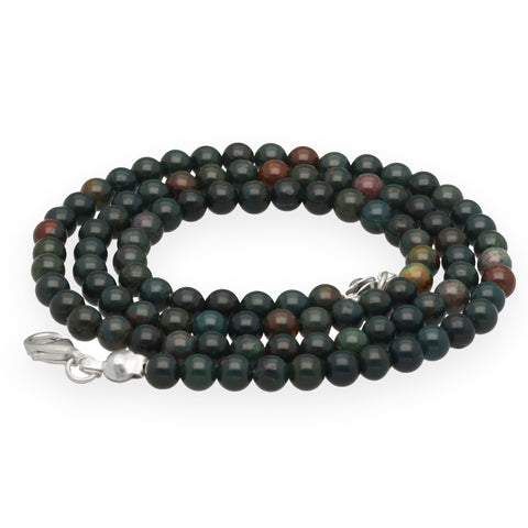 Heliotrope Bead Necklace | Ø 4mm with 925 Silver Clasp | 45cm