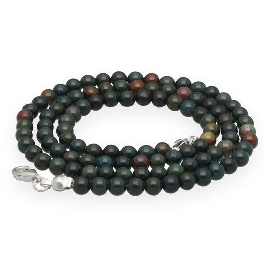 Heliotrope bead chain | Ø 4mm with 925 silver clasp | 45cm