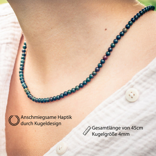 Heliotrope bead chain | Ø 4mm with 925 silver clasp | 45cm
