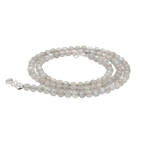 Labradorite Bead Necklace | Ø 4mm with 925 Silver Clasp | 45cm