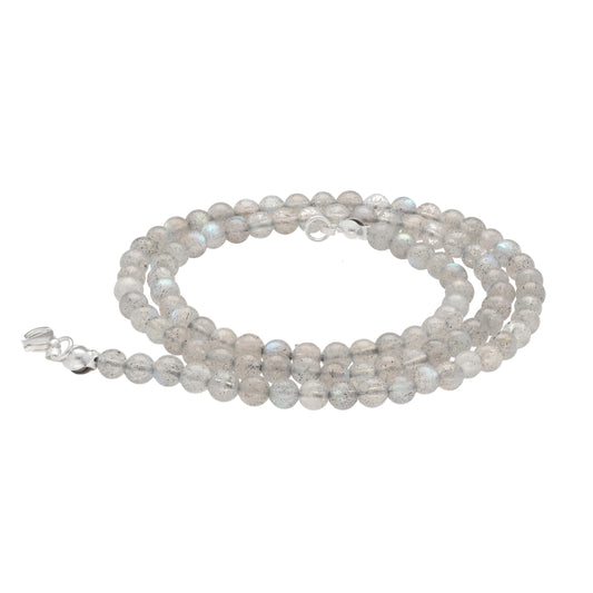 Labradorite bead chain | Ø 4mm with 925 silver clasp | 45cm