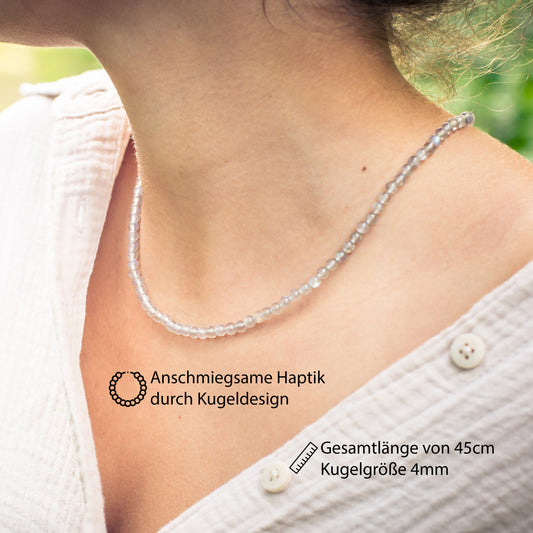 Labradorite bead chain | Ø 4mm with 925 silver clasp | 45cm