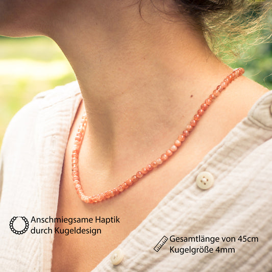 Sunstone ball chain | Ø 4mm with 925 silver clasp | 45cm