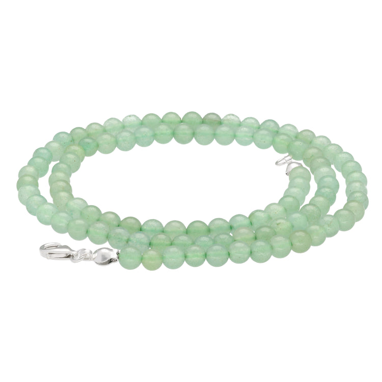 Green Aventurine bead necklace | Ø 4mm with 925 silver clasp | 45cm