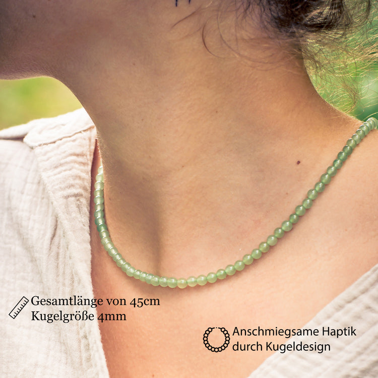 Green Aventurine bead necklace | Ø 4mm with 925 silver clasp | 45cm