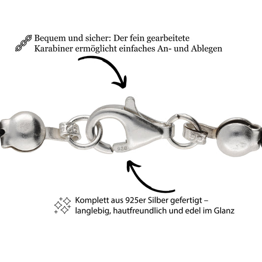 Amethyst Bead Necklace | Ø 4mm with 925 Silver Clasp | 45cm