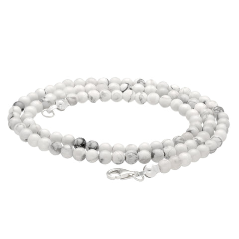 Magnesite Bead Necklace | Ø 4mm with 925 Silver Clasp | 45cm