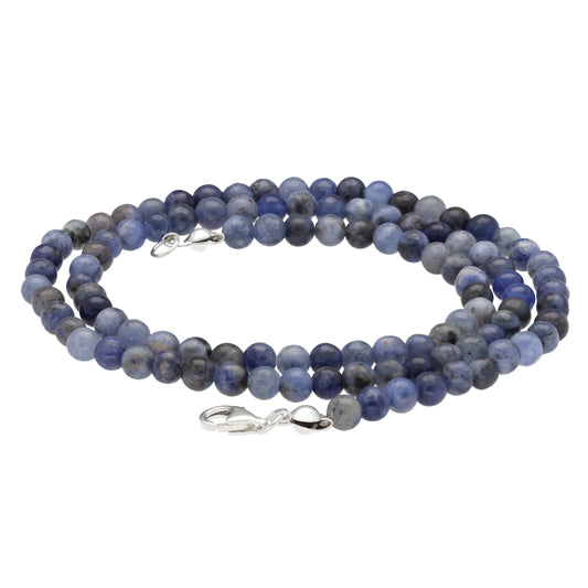 Sodalite bead chain | Ø 4mm with 925 silver clasp | 45cm