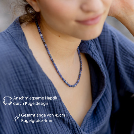 Sodalite bead chain | Ø 4mm with 925 silver clasp | 45cm