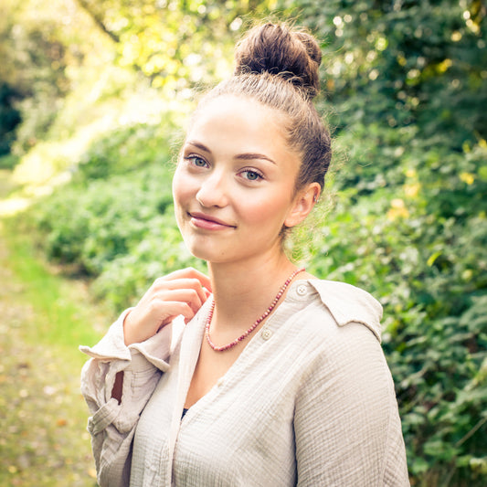 Rhodonite ball chain | Ø 4mm with 925 silver clasp | 45cm