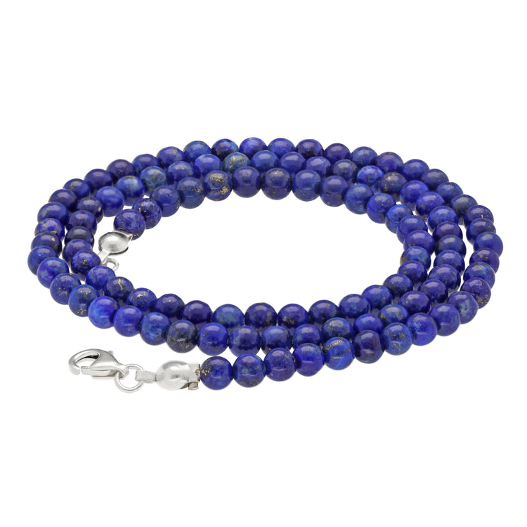 Lapis lazuli bead chain | Ø 4mm with 925 silver clasp | 45cm
