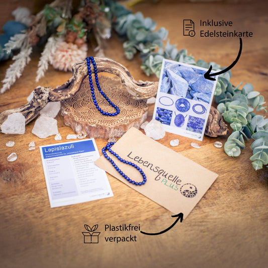 Lapis lazuli bead chain | Ø 4mm with 925 silver clasp | 45cm