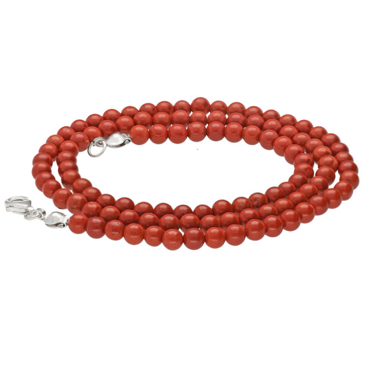 Jasper, red ball chain | Ø 4mm with 925 silver clasp | 45cm