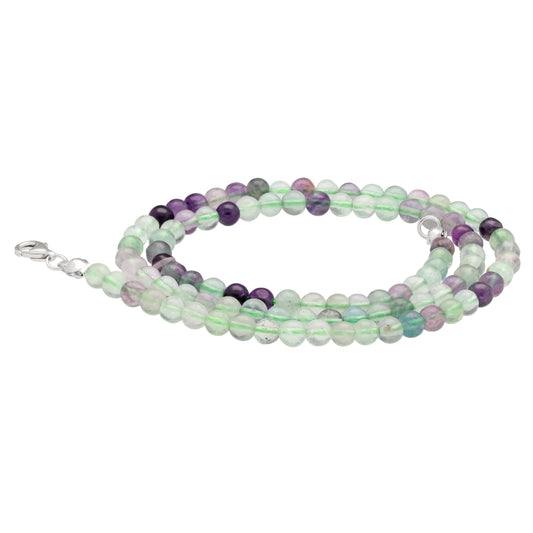 Fluorite, colorful ball chain | Ø 4mm with 925 silver clasp | 45cm