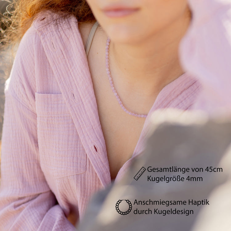 Kunzite ball chain | Ø 4mm with 925 silver clasp | 45cm