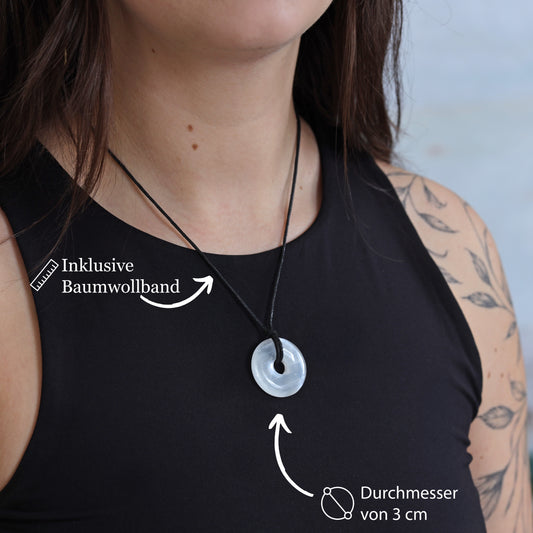 Selenite Donut | 30 mm Pendant + Cotton Cord