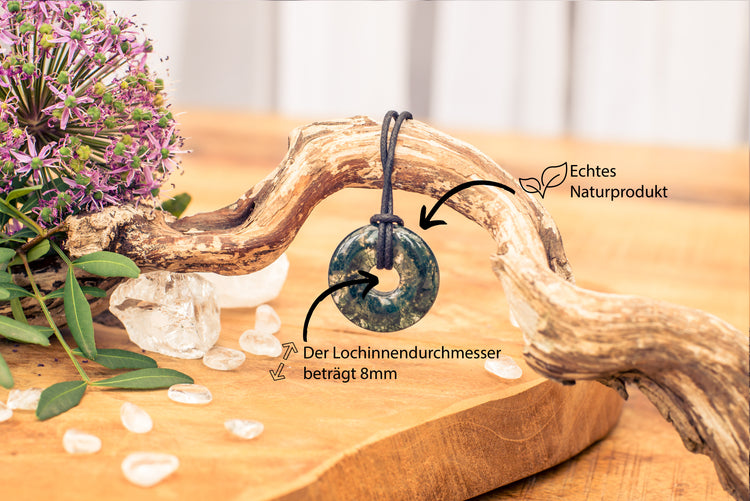 Moosachat Donut | 30 mm Anhänger + Baumwollband