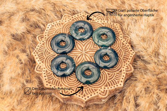 Moss Agate Donut | 30 mm Pendant + Cotton Cord