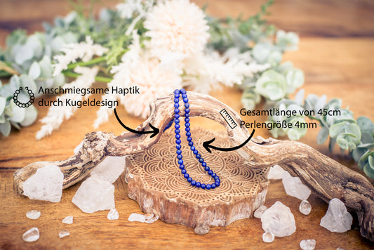 Lapis lazuli bead chain | Ø 4mm with 925 silver clasp | 45cm