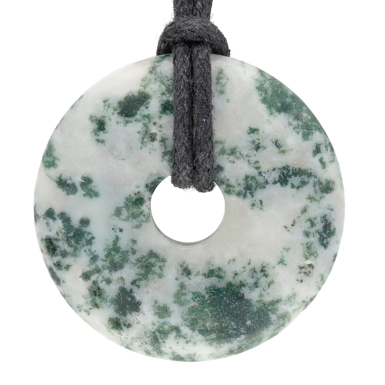 Tree agate donut | 30 mm pendant + cotton cord 