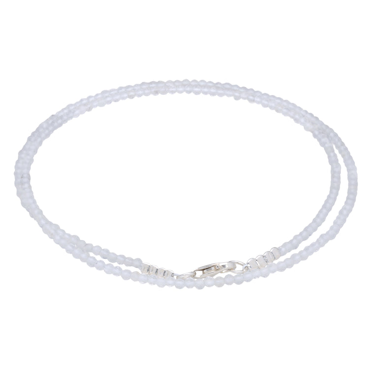 Bergkristall 2 mm Perlenkette facettiert | 45 cm + Silberverschluss