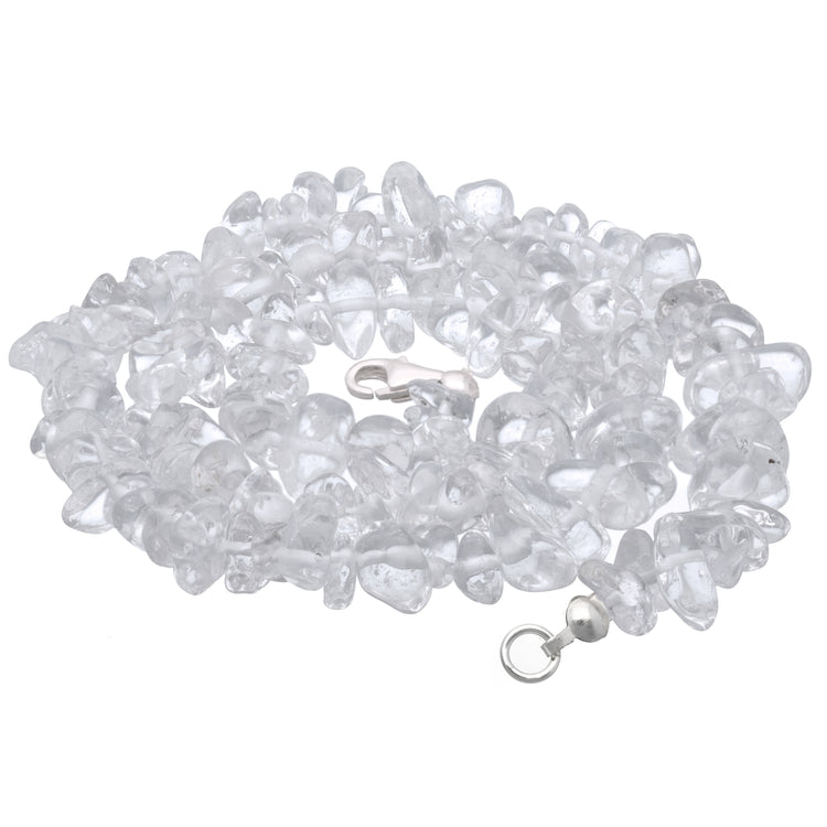 Rock crystal chip necklace | 45+5 cm extension chain | 925 silver