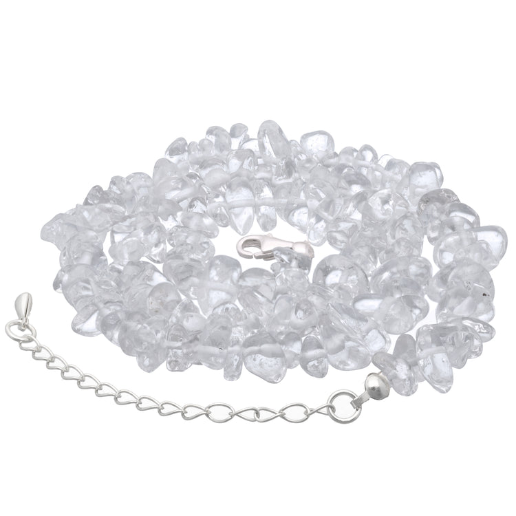 Bergkristall Splitterkette | 45+5 cm Verlängerungskettchen | 925er Silber