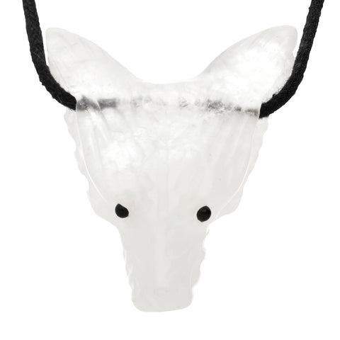 Rock Crystal Wolf Head Pendant