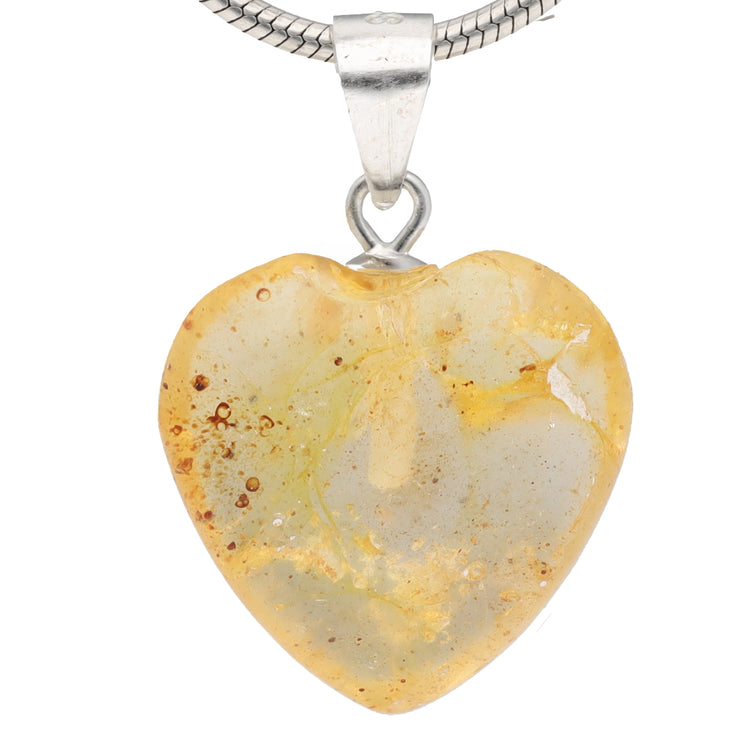 Amber heart pendant | 1.5 x 1.5 cm | 925 silver eyelet