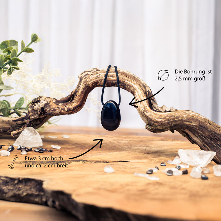 Tourmaline, black (Schorl) drop pendant