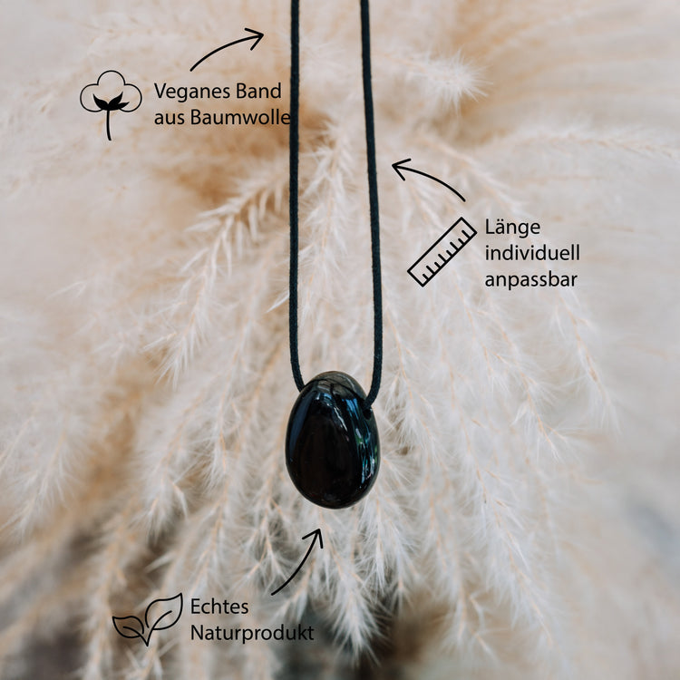 Tourmaline, black (Schorl) drop pendant