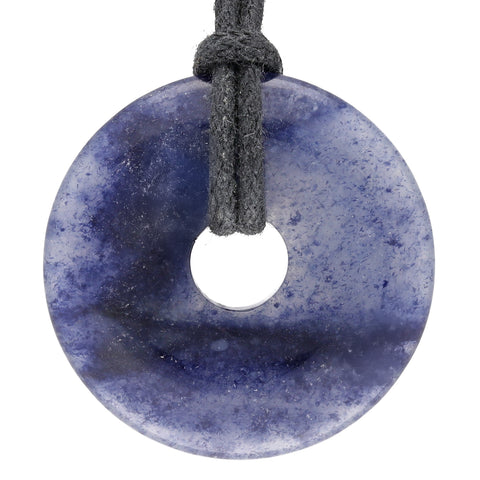 Blue Quartz Donut Pendant | 30 mm Pendant + Cotton Cord