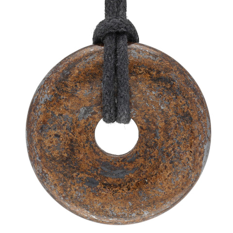 Bronzite Donut Pendant | 30 mm Pendant + Cotton Cord