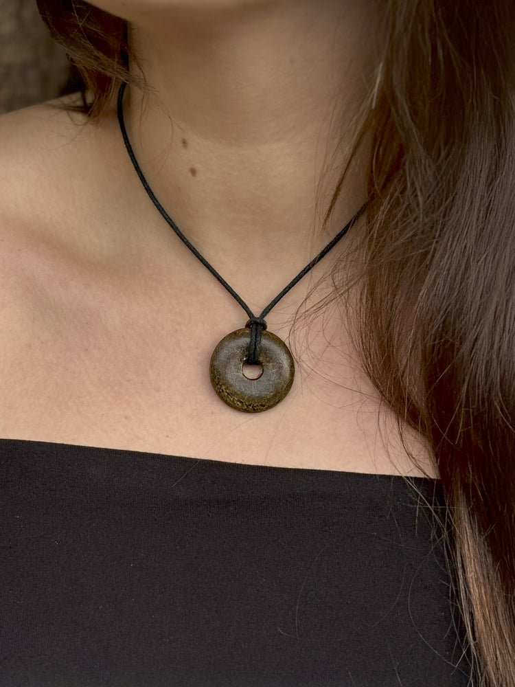 Bronzite Donut | 30 mm Pendant + Cotton Cord