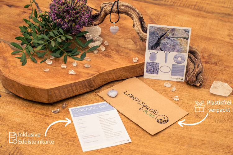 Chalcedony, blue heart pendant | in 2 sizes