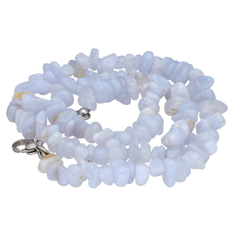Blue Chalcedony Chip Necklace | 45 cm + Clasp