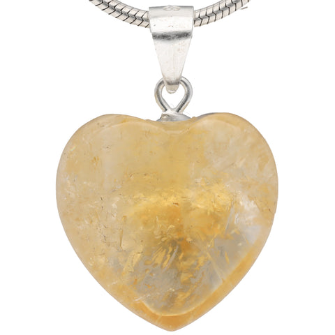 Citrine Heart Pendant | 925 Silver Eyelet | 2 Sizes