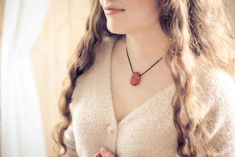Jasper, red drop pendant 