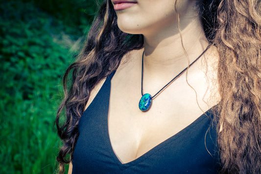 Azurite-Malachite drop pendant