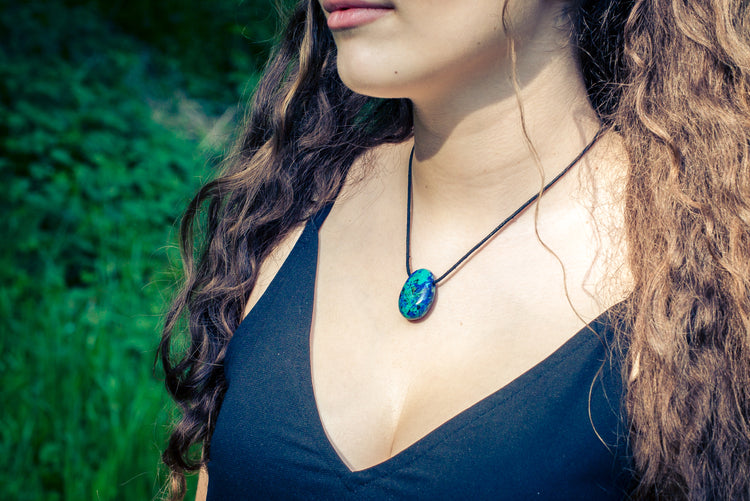Azurite-Malachite drop pendant