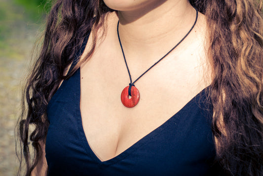 Jasper, red donut | 30 mm pendant + cotton cord