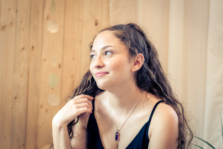 Fluorite | Double point, set | silver-colored eyelet