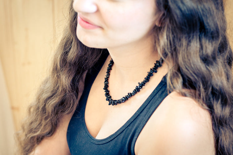 Tourmaline, black (Schörl) splinter chain | 45cm with closure