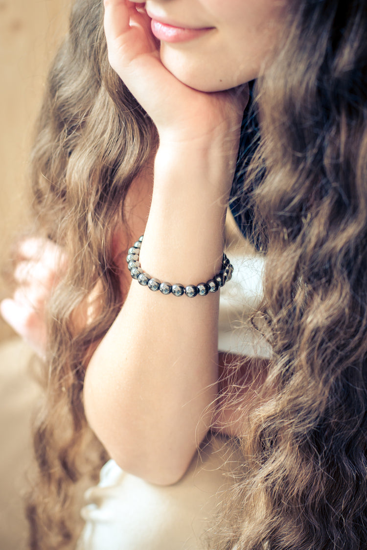 Hematite bead bracelet | 8 mm
