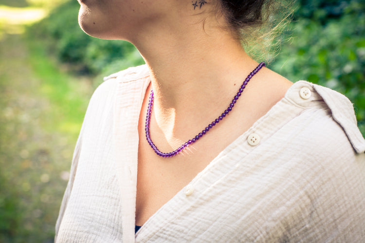 Amethyst | Ø 4mm with 925 silver clasp | 45cm